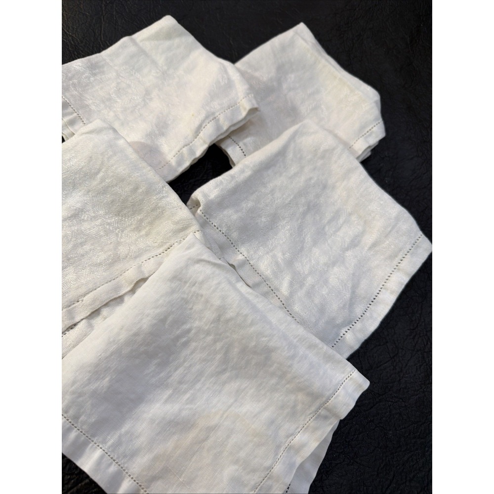 Set of 5 Vintage Linen‎ Napkins Floral Table Linens, Bread Basket, Clean 297